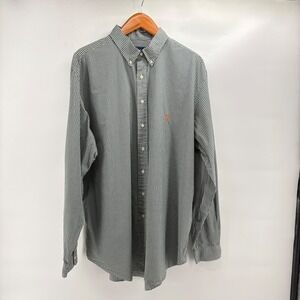 Ralph Lauren Mens 2XLT Green Gingham Check Button Down Shirt Classic Fit Cotton